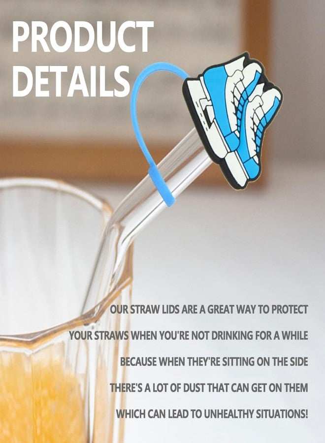 Meaxur 16pcs Ice Hockey Themed Reusable Food Grade Silicone Straw Sleeve Caps, Suitable for Party Favor Bags, Birthday Party, Friends Gathering Party Supplies,Dustproof Soft Straw Covers for 7-8mm Straws - Image 5